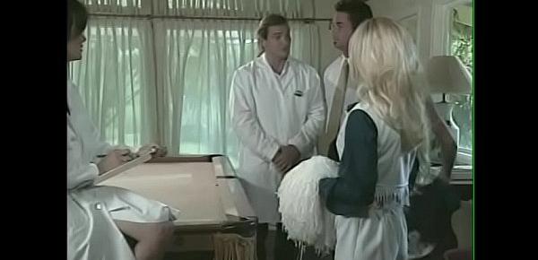  Naughty blonde cheerleaders Allysin Chaynes and Julie Meadows take part in special experiment with handsome doctor